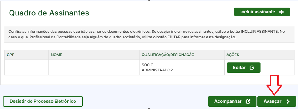 Quadro de Assinantes