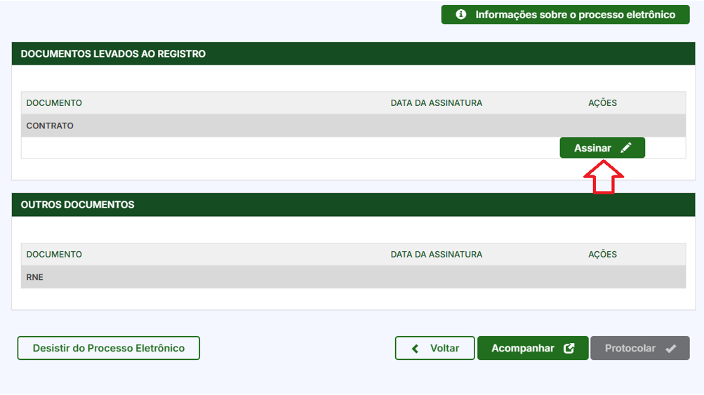 Documentos - botão Assinar