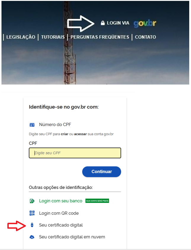 Login via gov.br com certificado digital